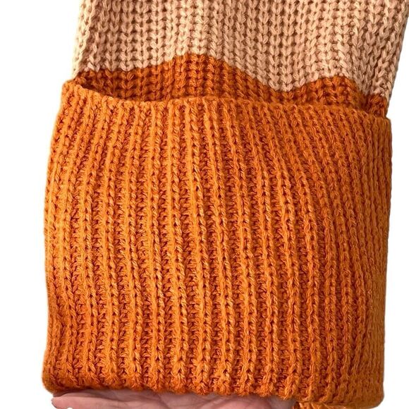 Simplee Women’s Pullover Sweater L Turtleneck Acrylic Knit Color Block Slouchy - Picture 5 of 12